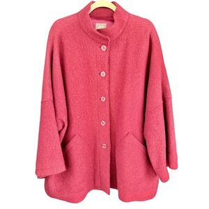 J.Jill‎ Wool Blend Coat Pink Button Front Pockets Oversized Relaxed Fit